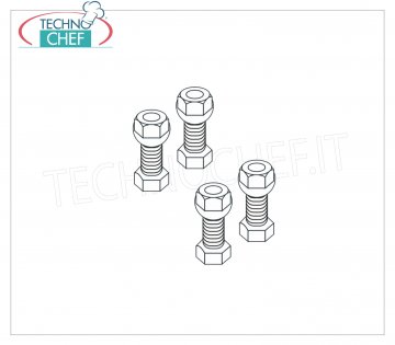 TECHNOCHEF - Kit 4 Bulloni Inox, Mod.96815x4 Kit 4 bulloni in acciaio inox mm 8x15, completi di dado e rondella per fissaggio ripiani.