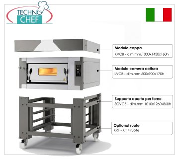Forno pizza elettrico per 6 pizze da mm 300, camera da mm 600x900, - Modulare, Componibile