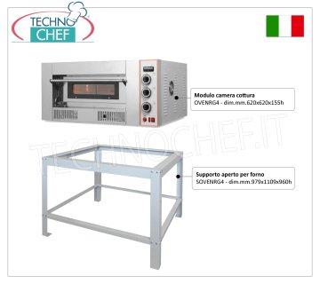 Forno pizza gas per 4 Pizze da mm 300x300, camera  mm 620x620, Comandi MECCANICI,
