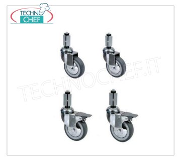 Technochef - Kit ruote inox Kit ruote in acciaio inox, portata 50 kg cad., per fornelli Cod.SP6050L - SP6050LMIR