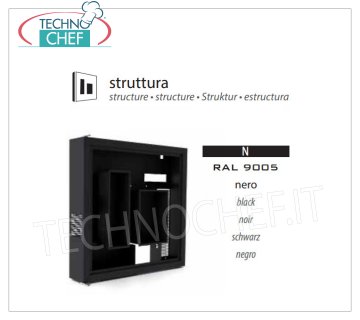 Struttura Nera RAL 9005 Struttura colore Nero opaco RAL 9005, capacità 3 Bottiglie, Temp.+8°/+14°C, luce LED bianco naturale, Kw.0,06, Peso 22 Kg, dim.mm.600x600x155h.